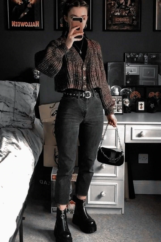 Textured Blazer with Edgy Accessories