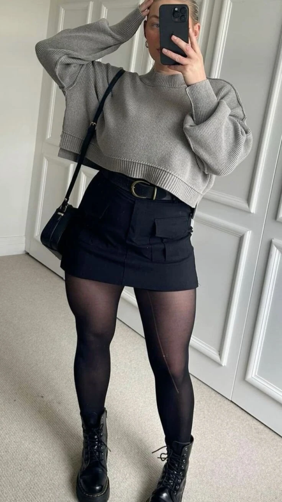 Cropped Sweater with Mini Skirt Sass