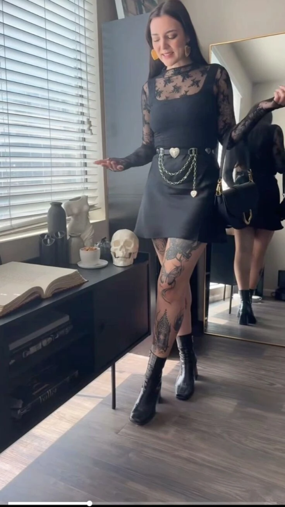 Edgy Lace Top with Chain Belt