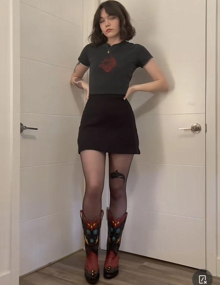Edgy Black Skirt With Statement Boots