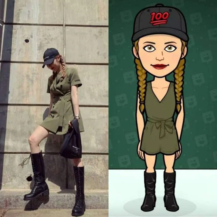 Edgy Olive Romper with Boots