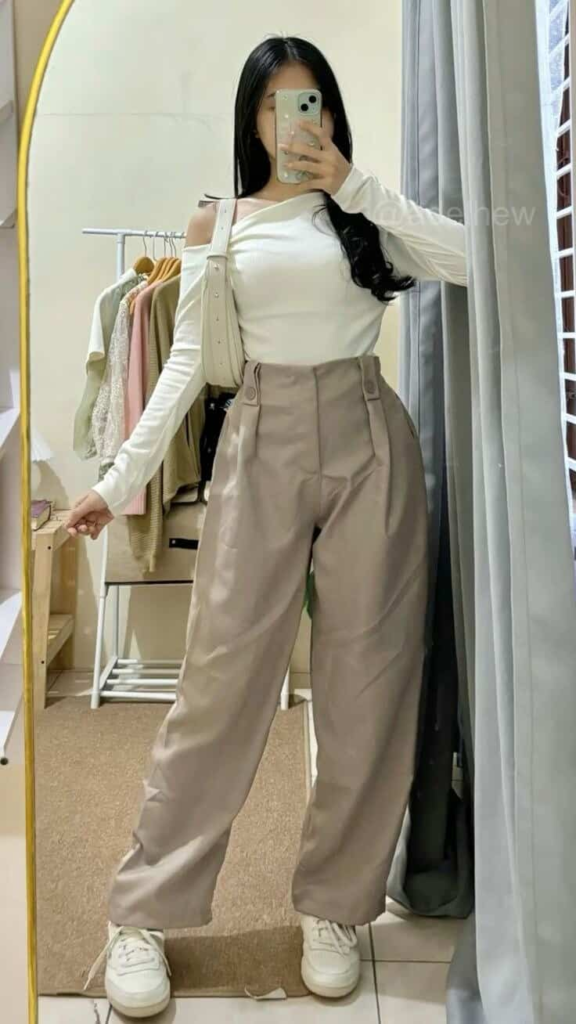 Chic Off-Shoulder and Wide-Leg Combo