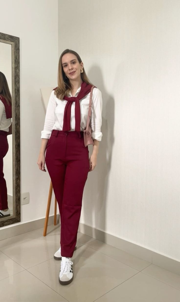 Burgundy and White Preppy Chic