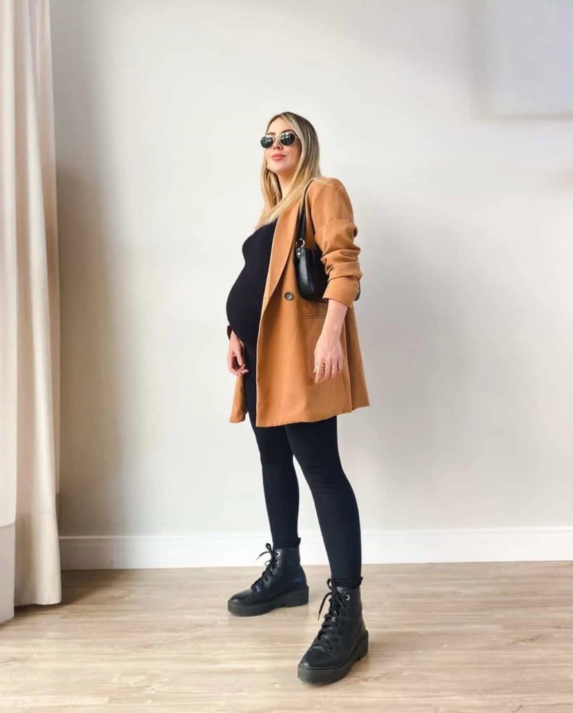 Camel Coat and Combat Boots Combo