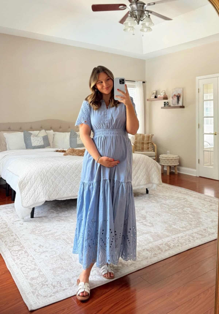 Breezy Blue Eyelet Maxi Dress