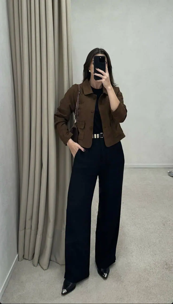 Chic Crop Jacket and Wide-Leg Pants