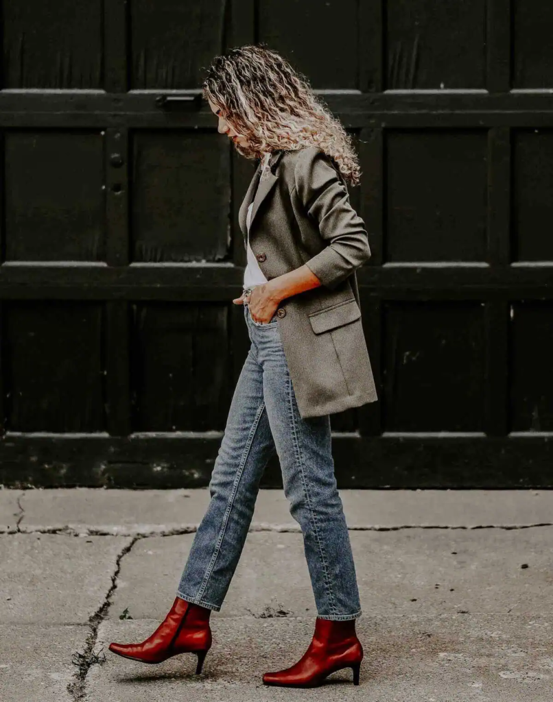 Blazer and Jeans with Bold Boots