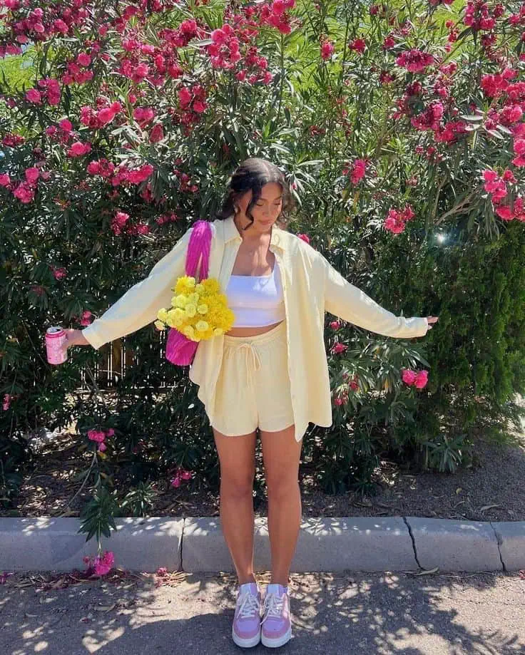 Breezy Cream Shorts Set