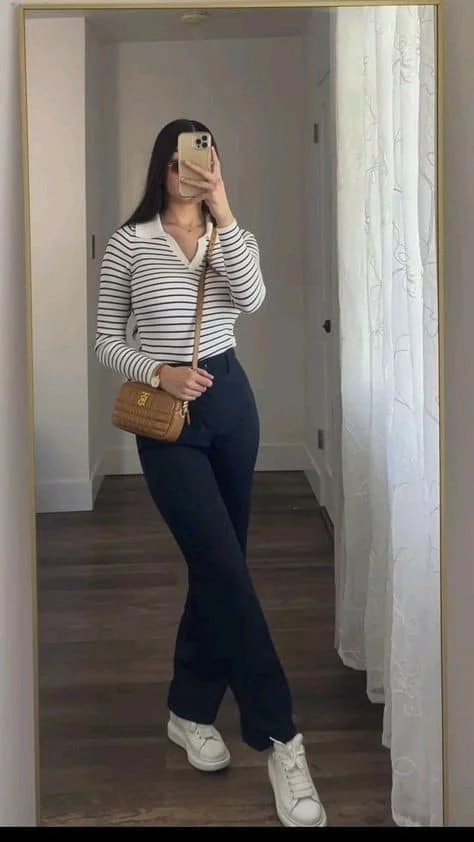 Striped Top with Flare Leggings