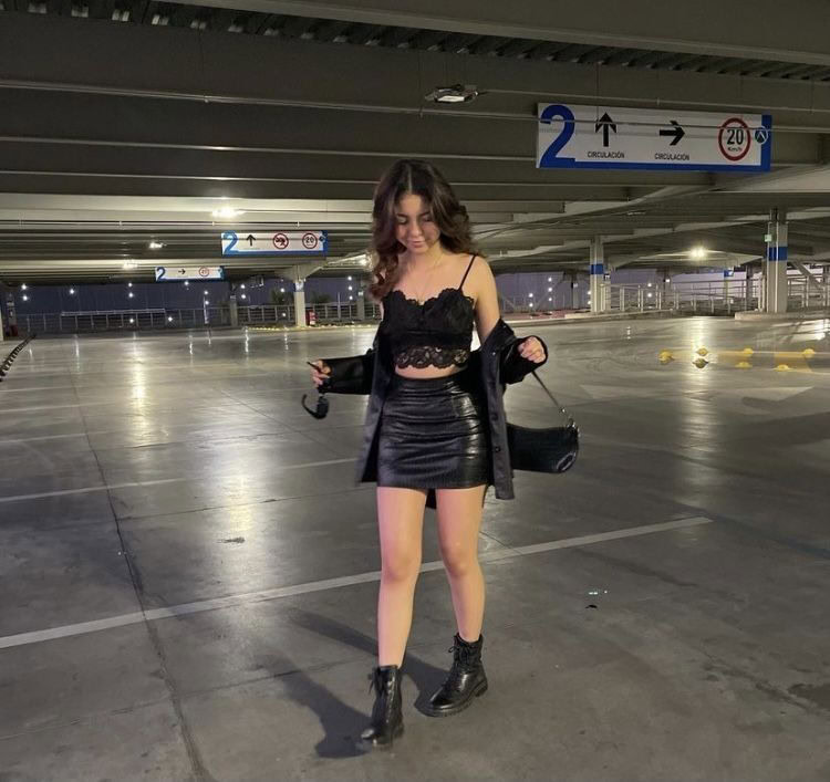 Edgy Black Lace and Leather Ensemble