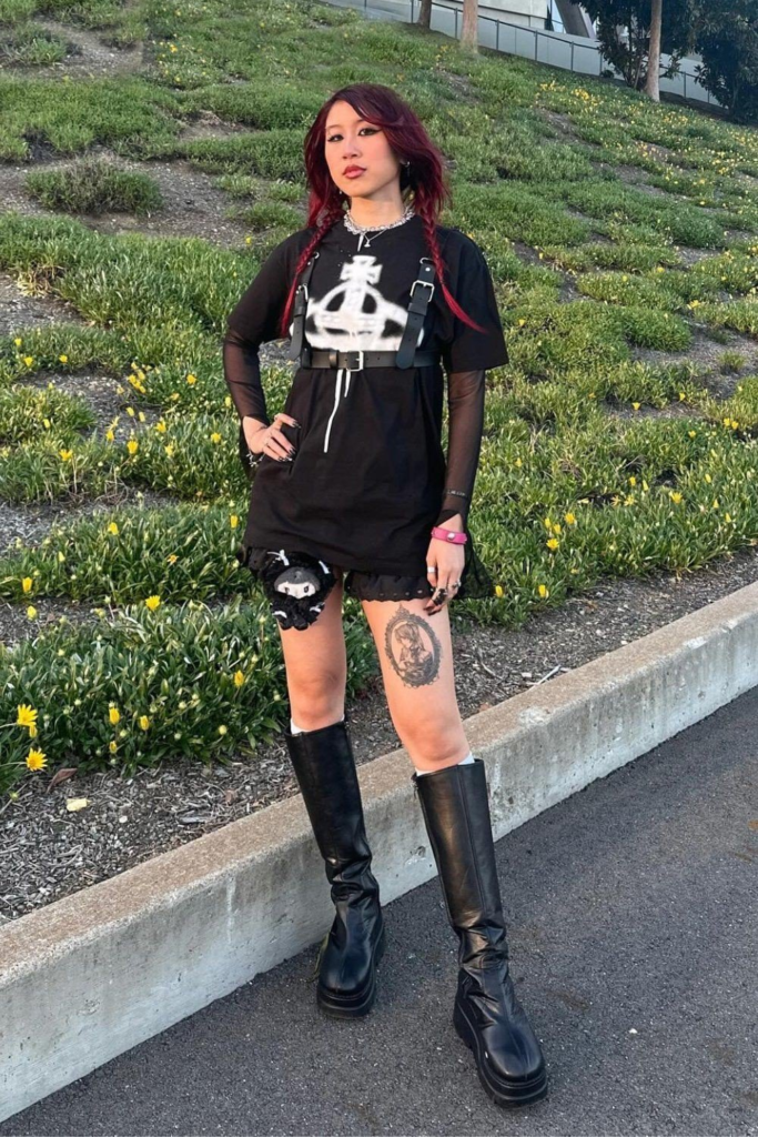 Edgy Band Tee with Strategic Distressing