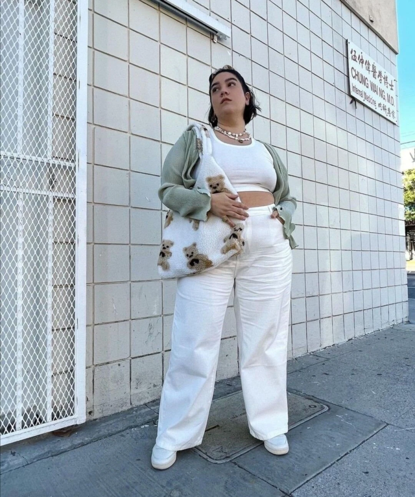 Oversized Cardigan with Relaxed White Pants