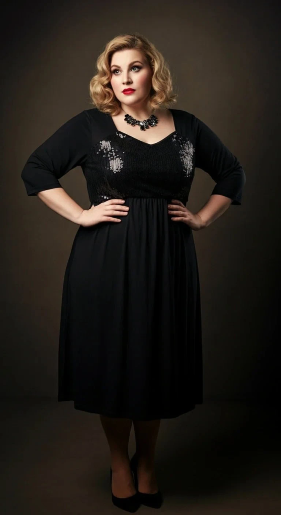 Sequin and Jersey Mix Dress