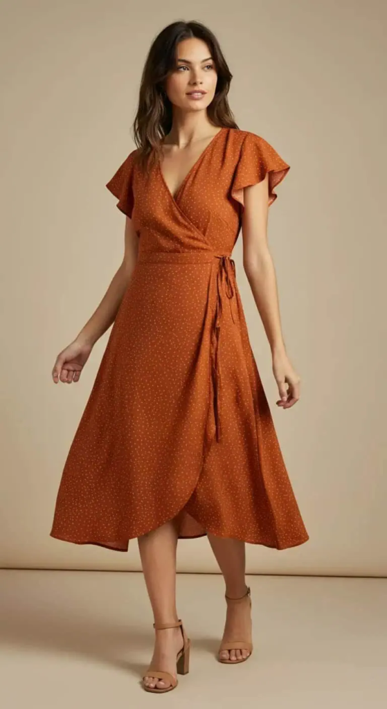 Burnt Orange Wrap Dress