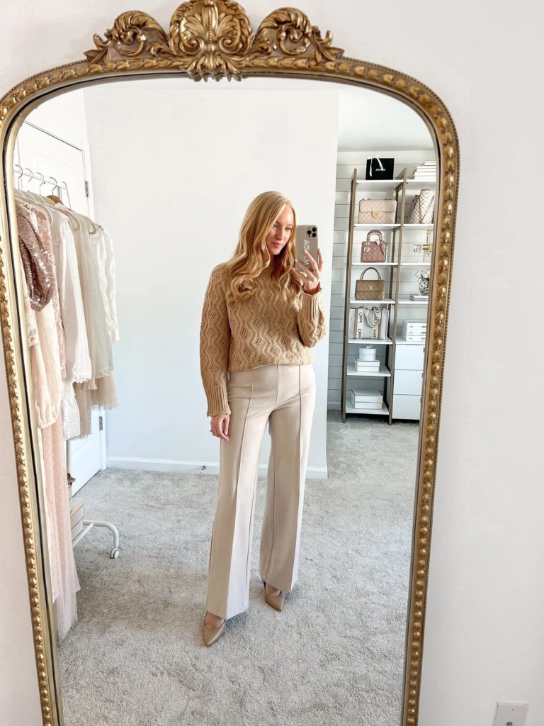 Elegant Monochrome with Textured Sweater