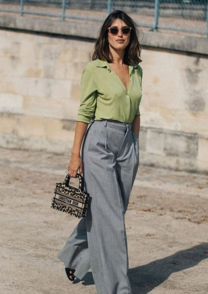 Effortless Chic: Green and Gray Ensemble