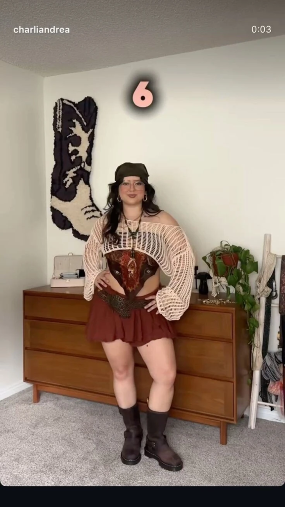 Burgundy Skirt With Western Graphic Top