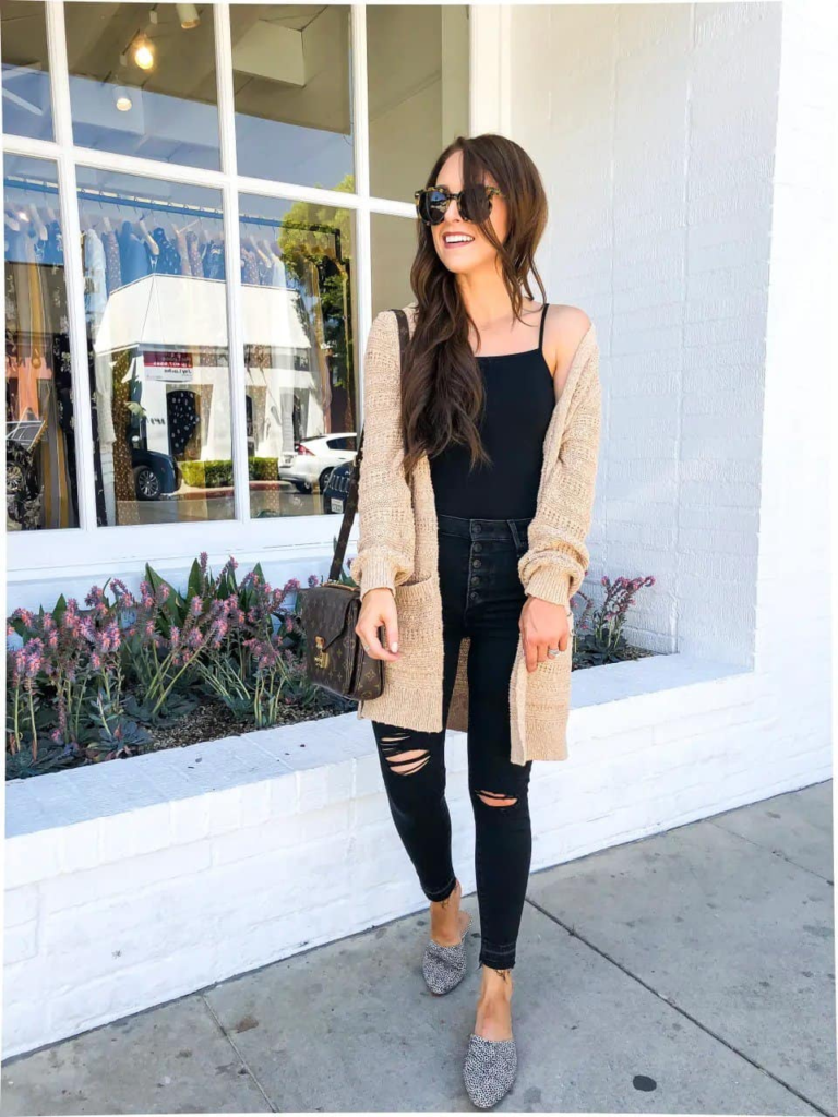 Cozy Cardigan And Distressed Denim Combo