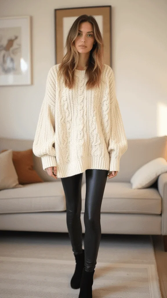 Oversized Sweater And Leather Leggings