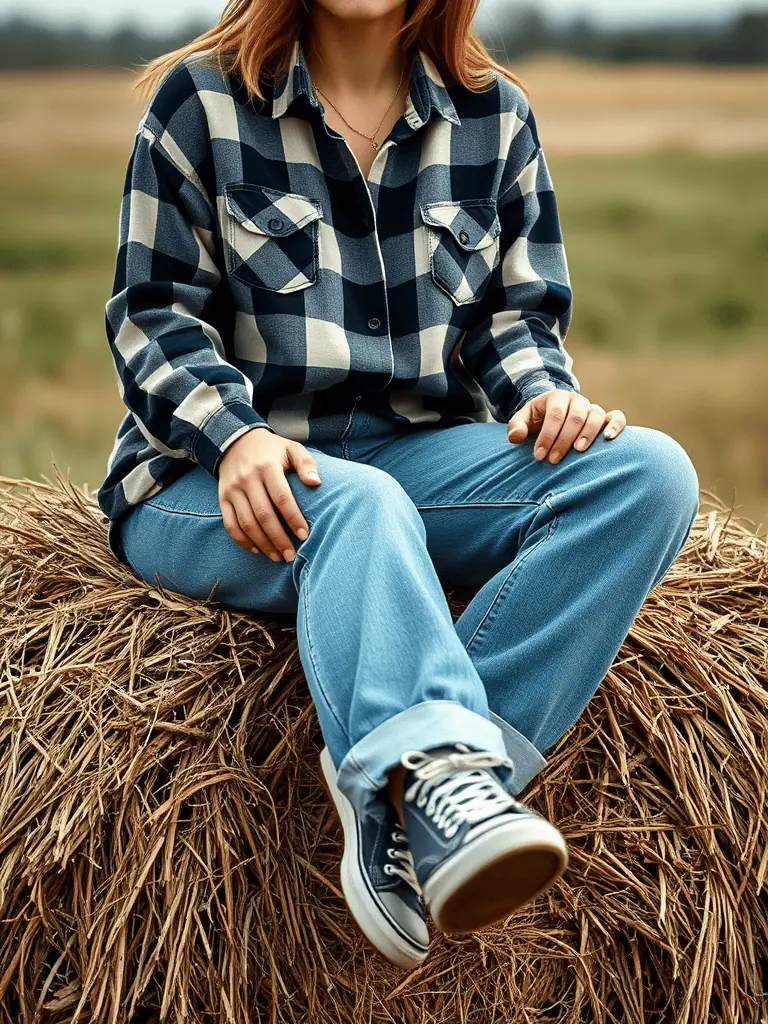 Plaid Shirt and Boyfriend Jeans