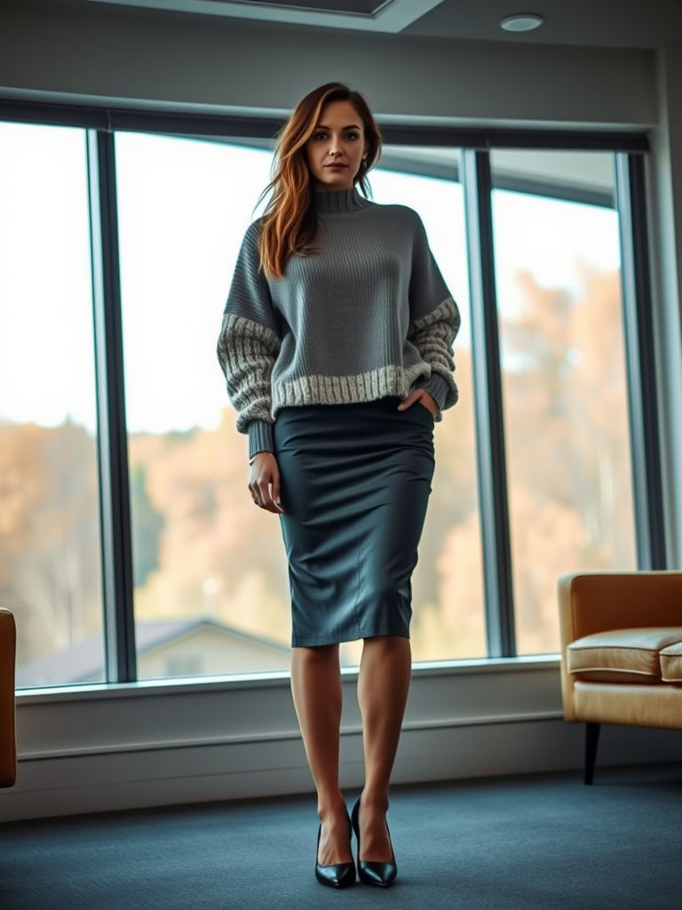 Slouchy Sweater and Pencil Skirt