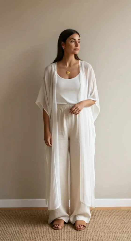 Flowy Kaftan With Wide-Leg Pants