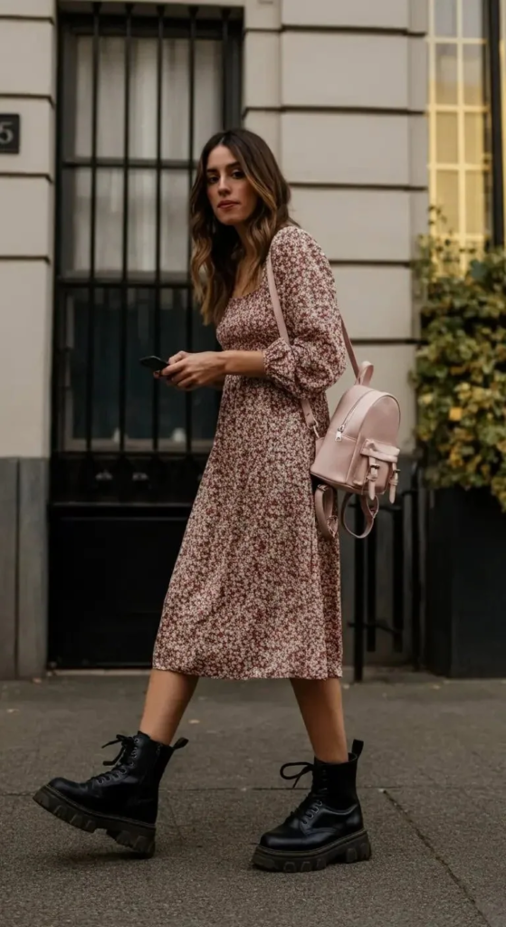 Baby Doll Dress And Combat Boots
