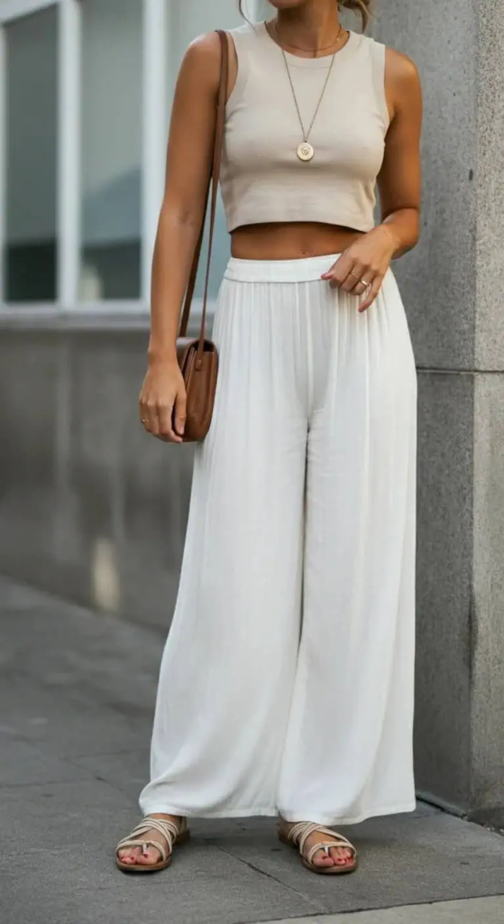 Palazzo Pants And Cropped Tank Set