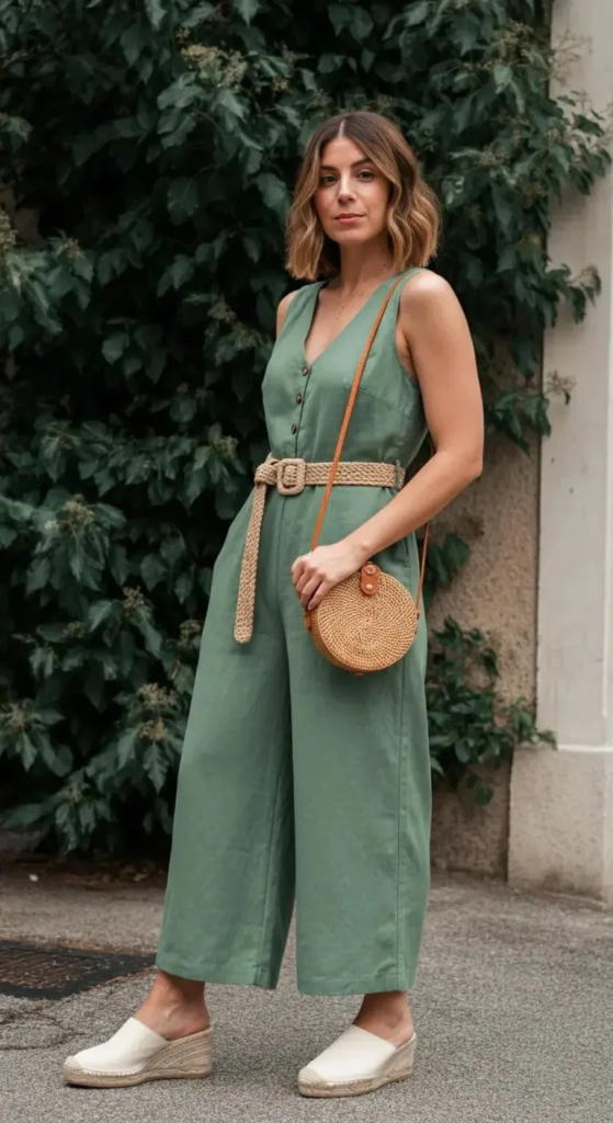 Linen Jumpsuit With Espadrilles