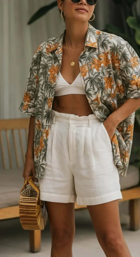 Resort Shirt And High-Waist Shorts