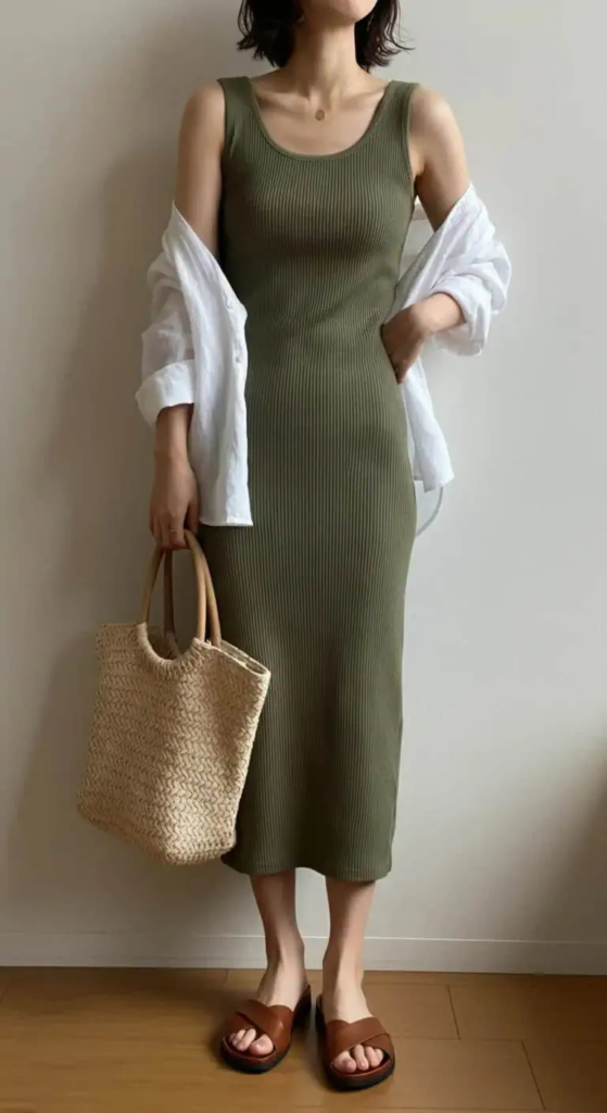 Knit Tank Dress And Oversized Shirt
