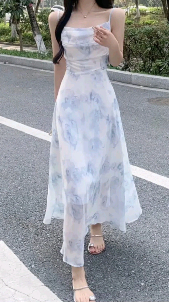 Ethereal Blue Tie-Dye Midi Dress