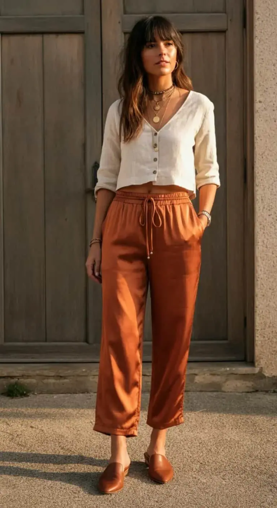 Drawstring Pants And Crop Top