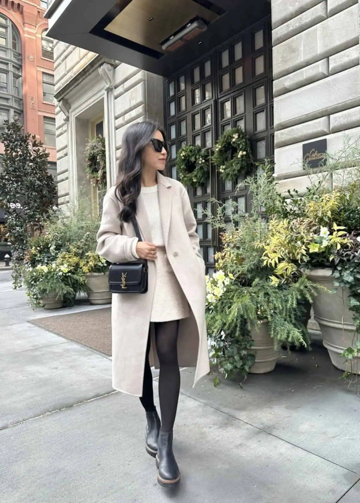 Elegant Cream Coat For City Chic