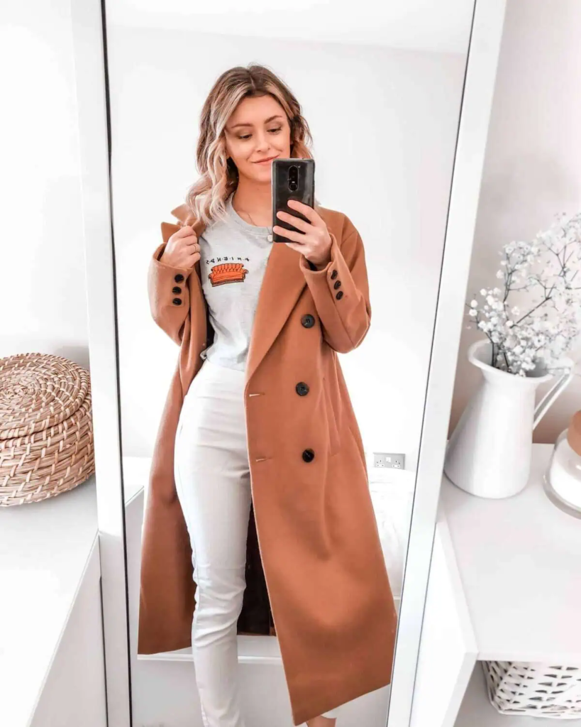 Camel Coat Over Casual Chic