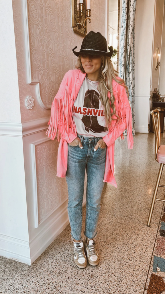 Pink Fringe Jacket And Nashville Tee