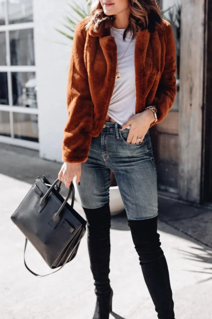 Rustic Chic Faux Fur Jacket