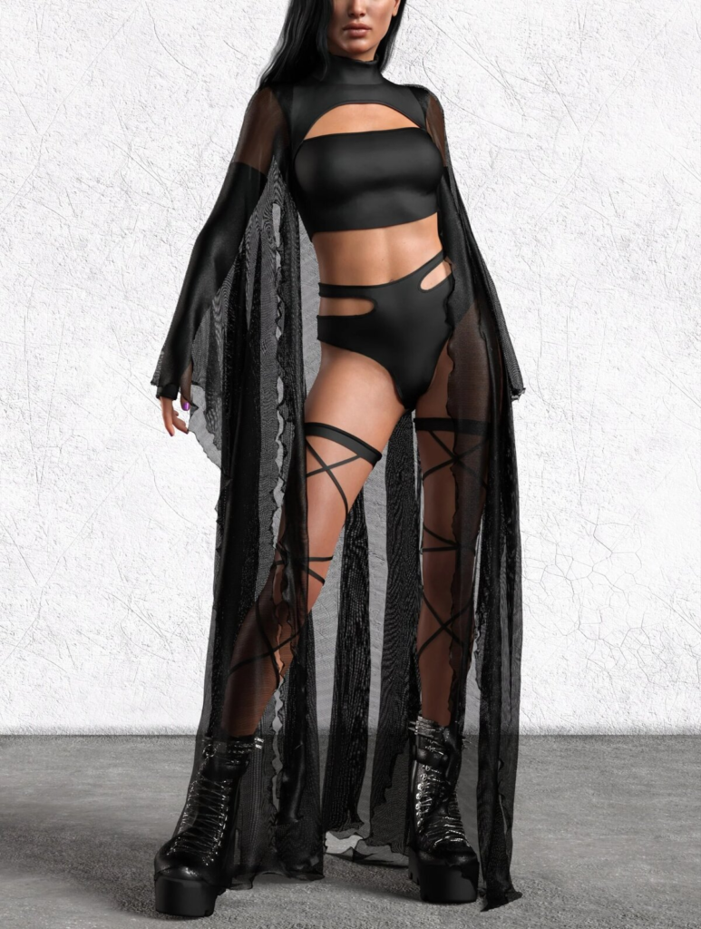 Dramatic Sheer Cape Rave Ensemble