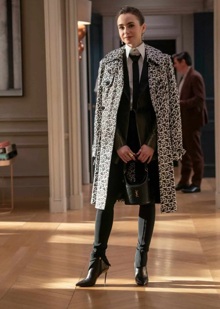 Geometric Print Coat Over Tailored Suit