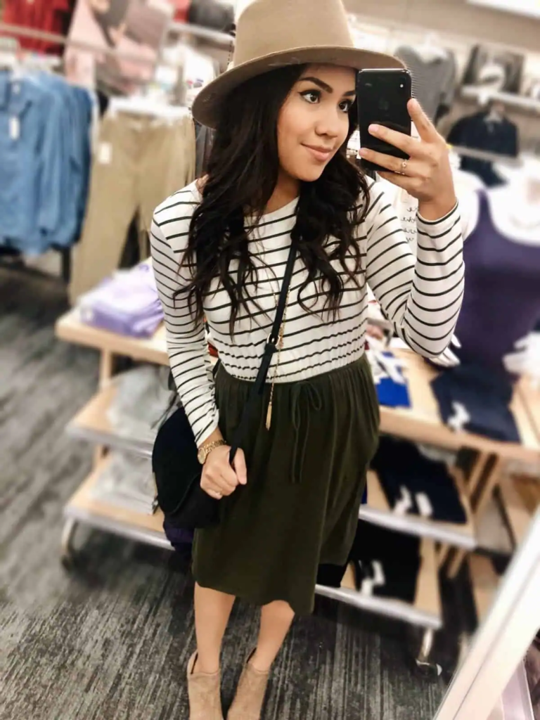 Striped Chic With Olive Midi