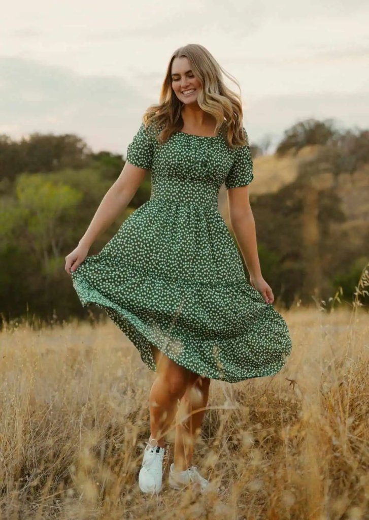 Polka Dot Green Midi Dress