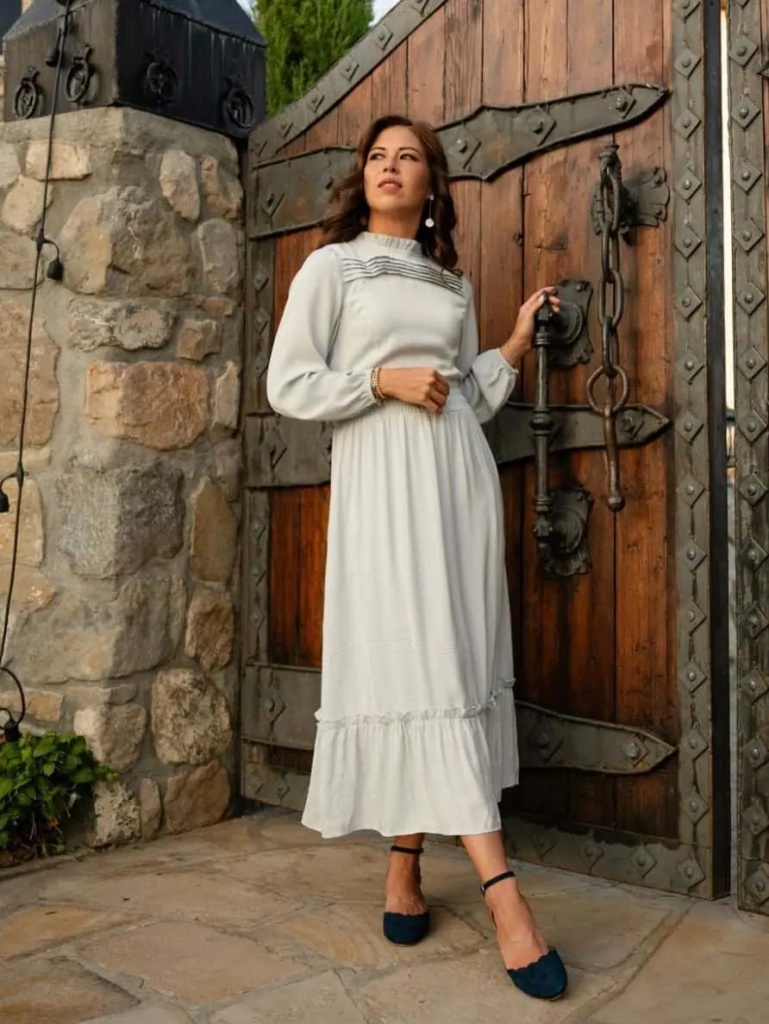 Elegant White Midi Dress Ensemble