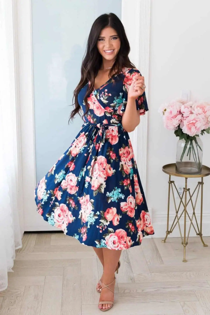 Floral Midi Wrap Dress