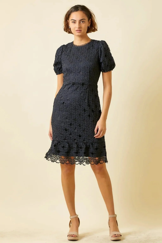 Elegant Black Lace Midi Dress