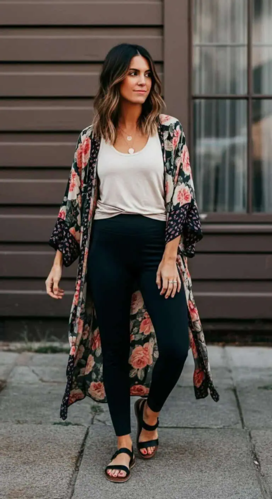 Kimono And Basic Leggings