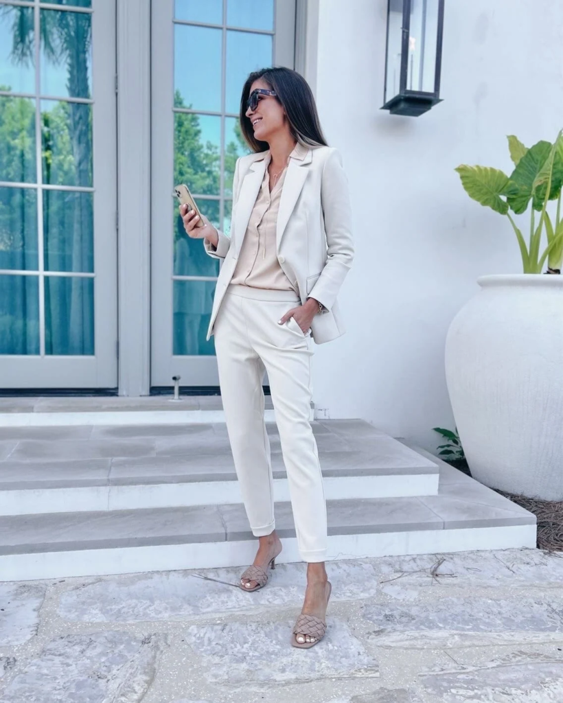 Crisp White Suit For Autumn Elegance