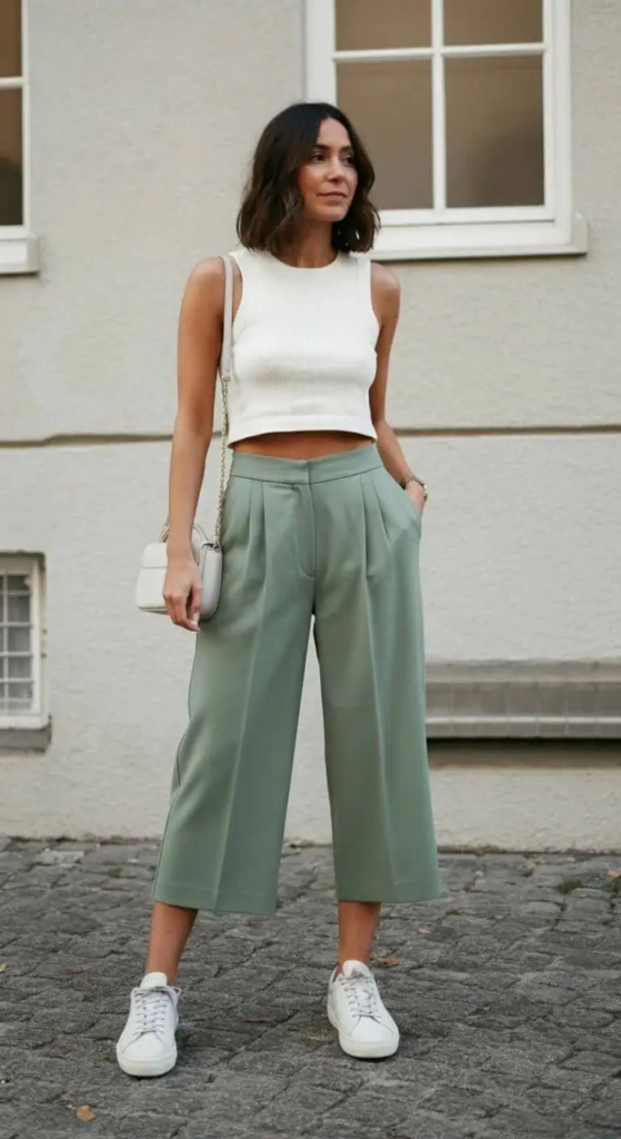Wide-Leg Culottes And Cropped Tank