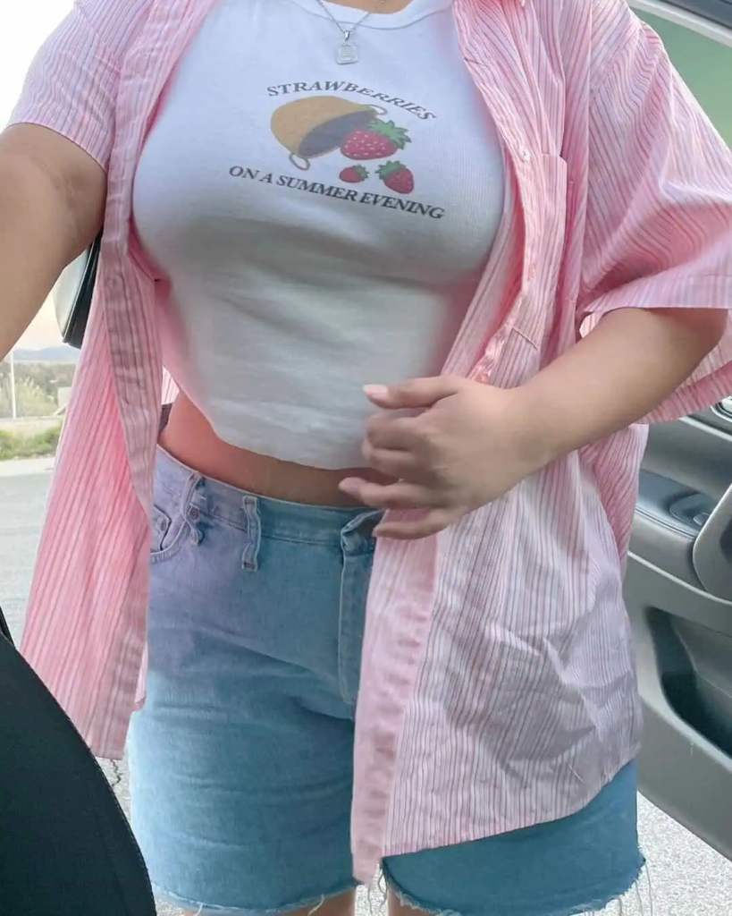 Graphic Tee with Oversized Shirt Layer