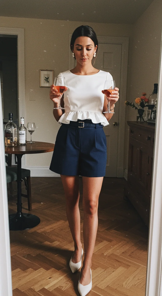 Tailored Shorts And Peplum Top