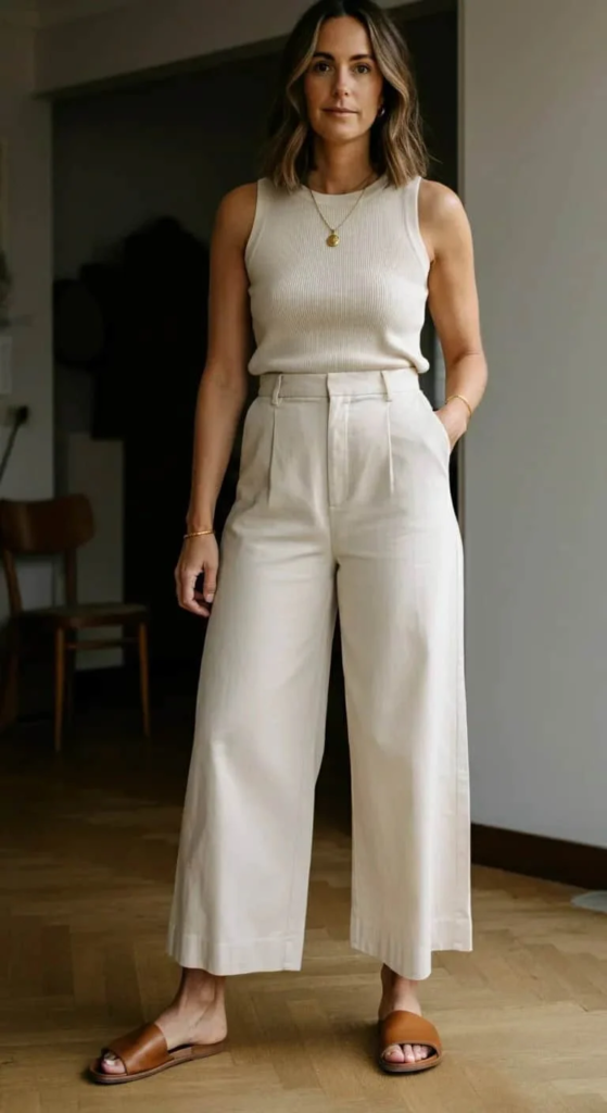 Wide-Leg Palazzo Pants And Fitted Tank
